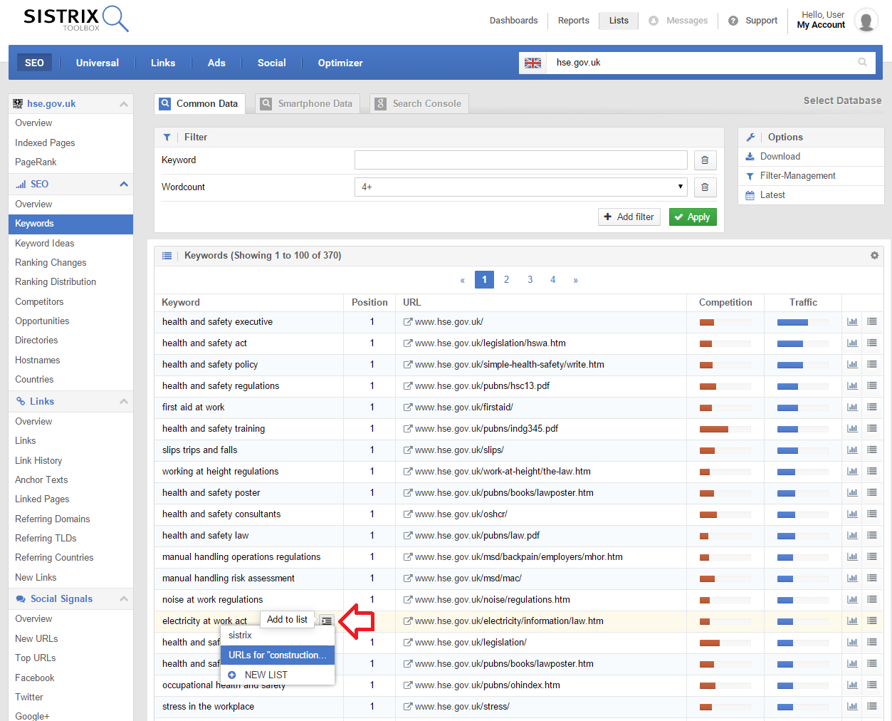 Add keyword to an existing list