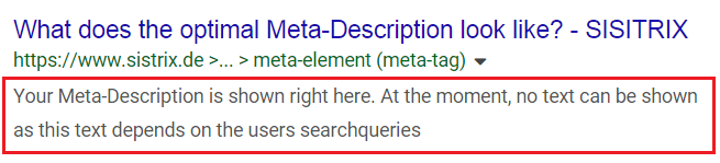 Google selects the content of the meta description according to the specific search phrase