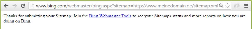 bing sitemap ping response