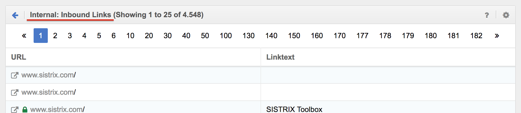 Quickly identify internal inbound links to a URL