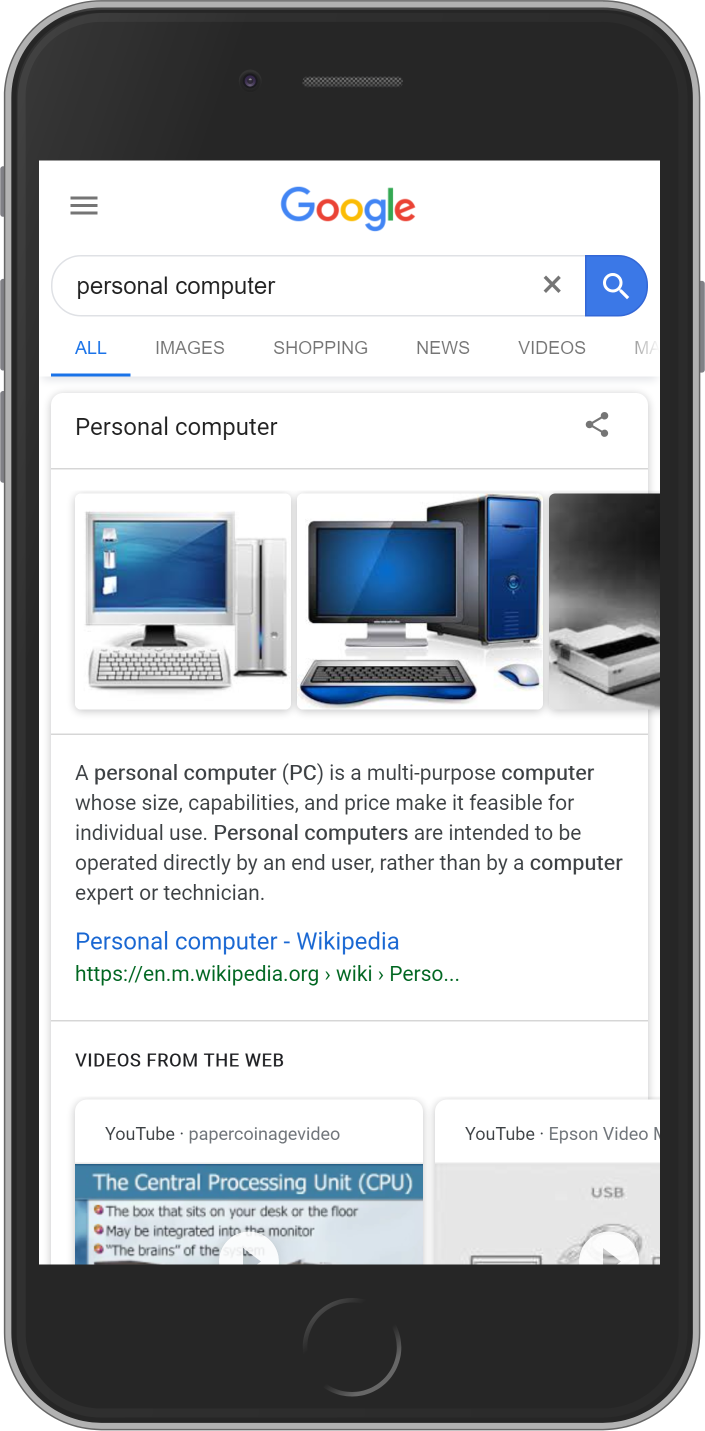 Example of a featured snippet