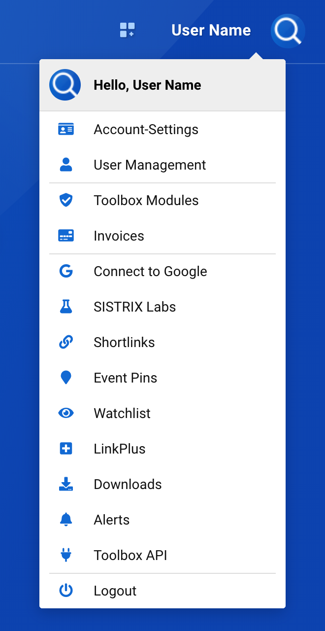 The overview of the settings in SISTRIX