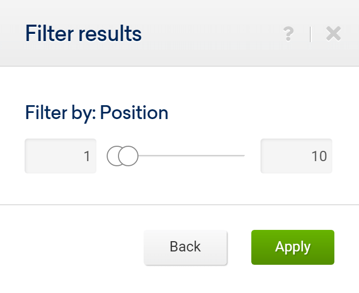 Filter by position to see the Top-10 results in the SISTRIX Toolbox