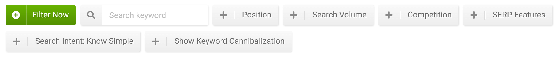 Filters for the keyword table in the SISTRIX Toolbox