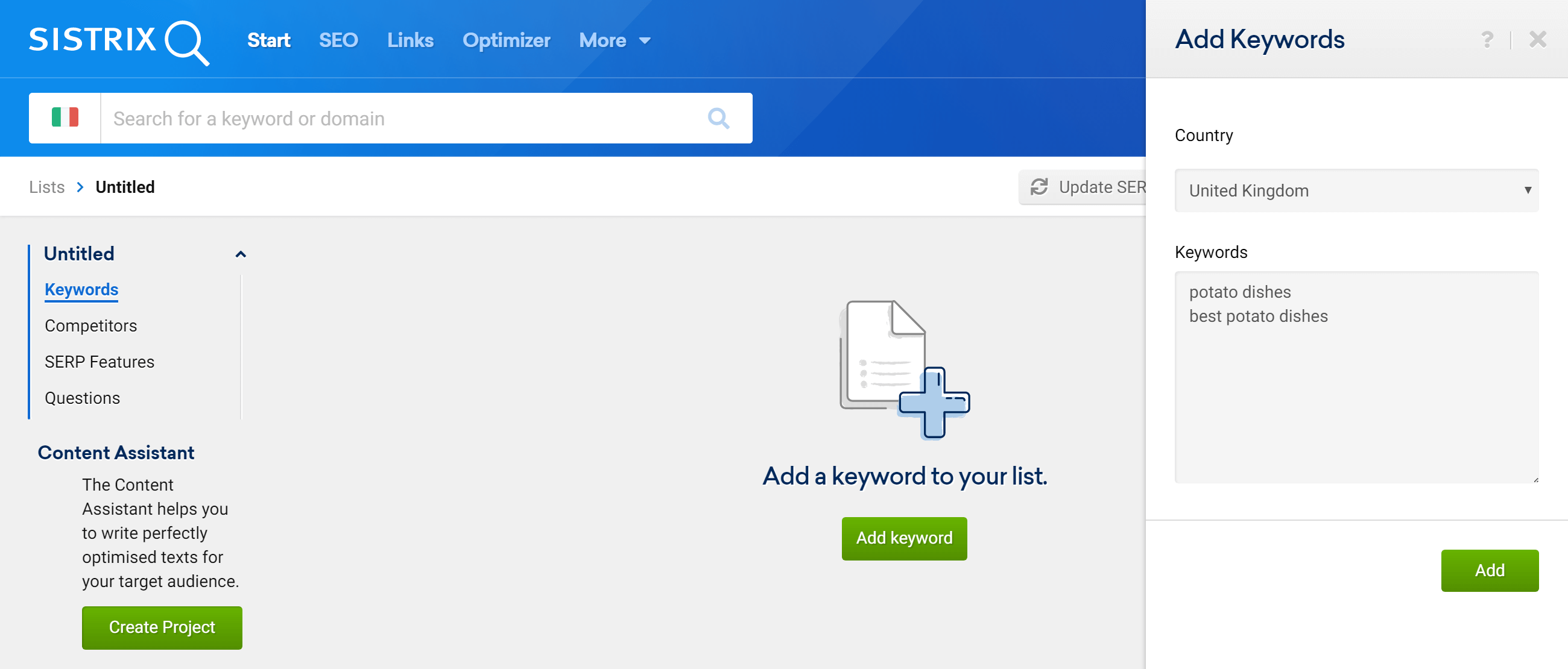 How to add keywords in a created list