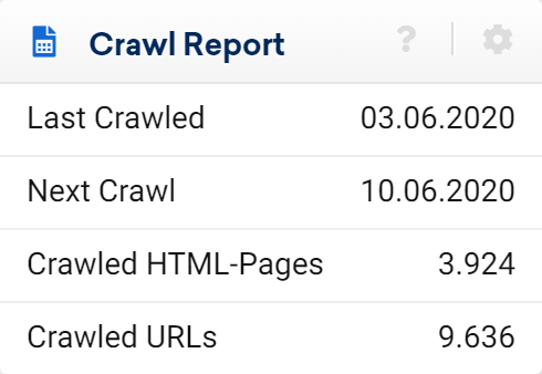 Crawl report of an Optimizer project