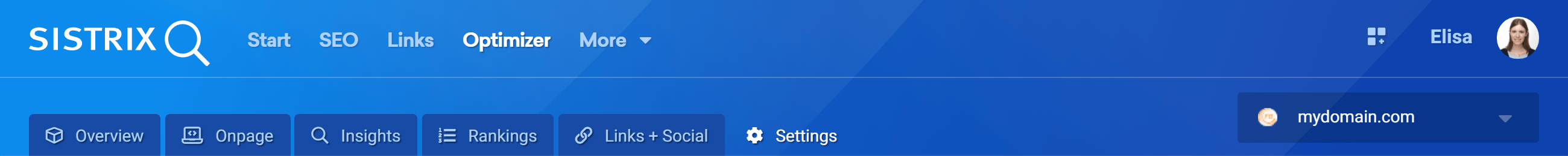 Settings section in the SISTRIX Optimizer