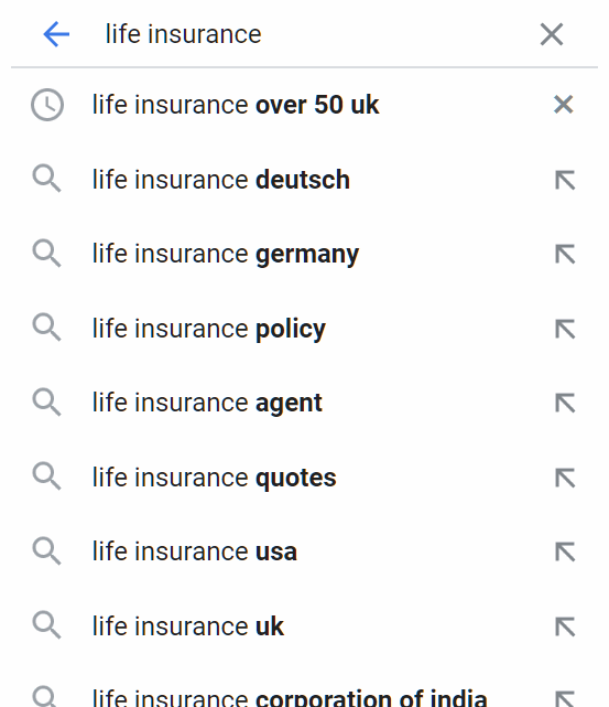 Google Suggest example