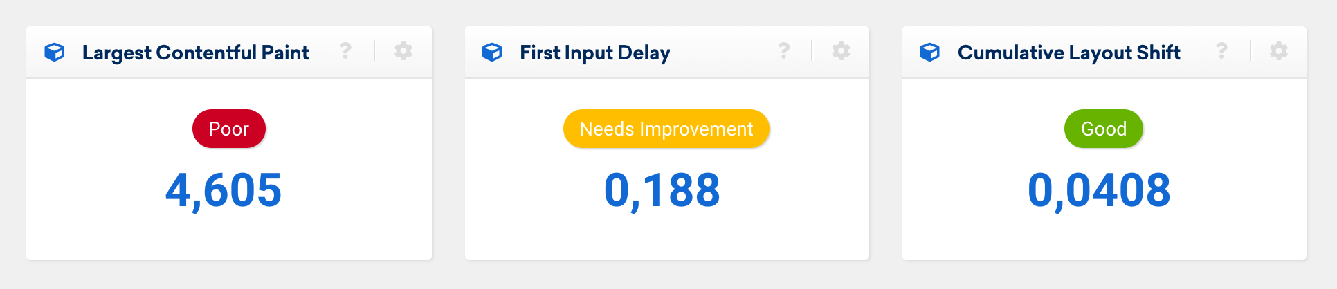 Core Web Vitals metrics in Google Search Console