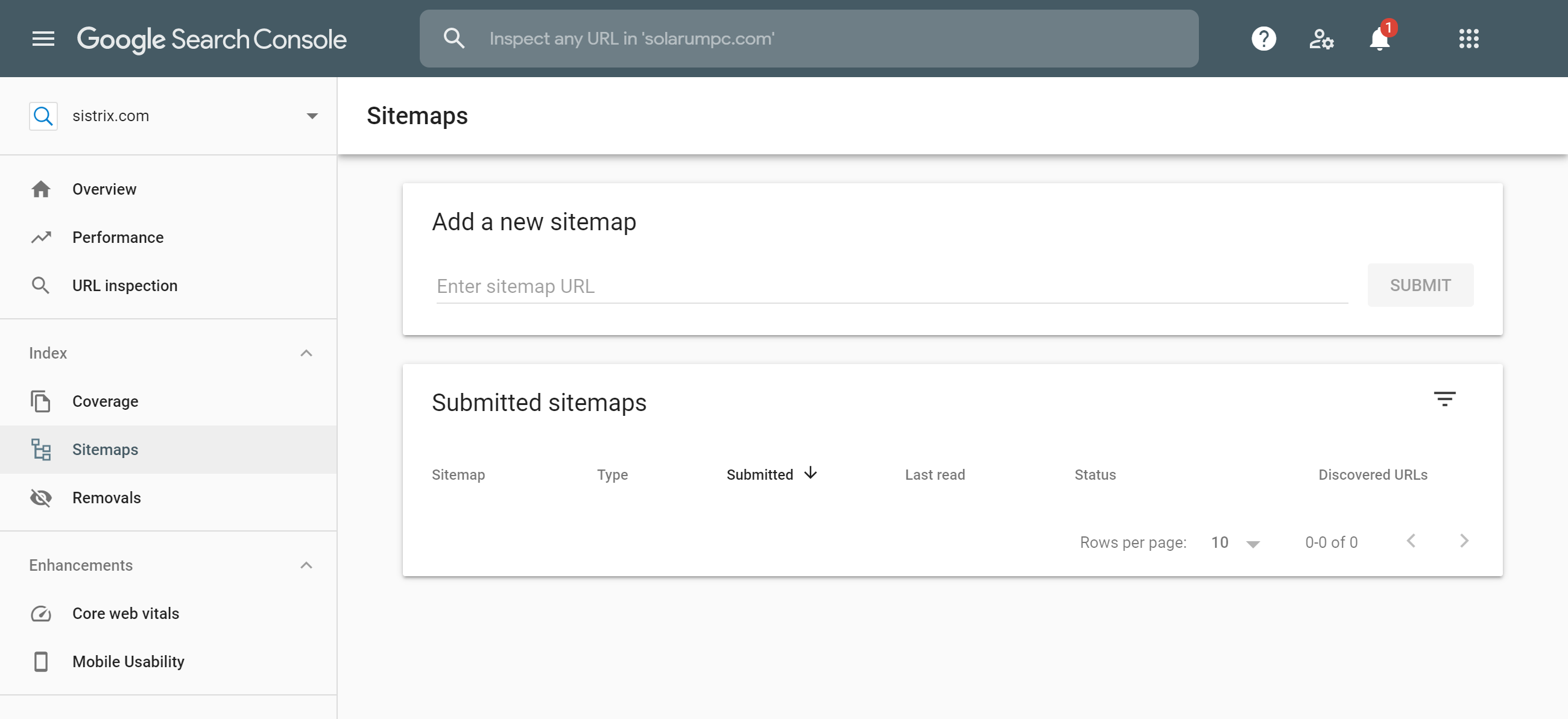 Google Search Console Sitemaps feature