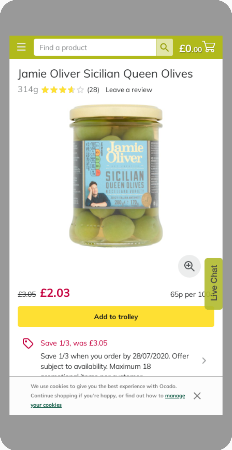 Ocado mobile website