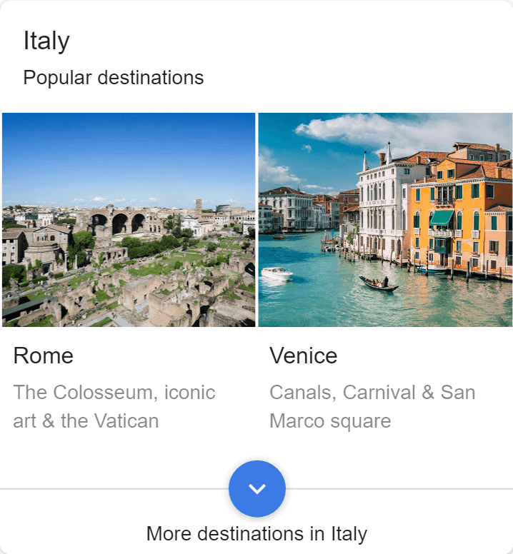 Popular destinations