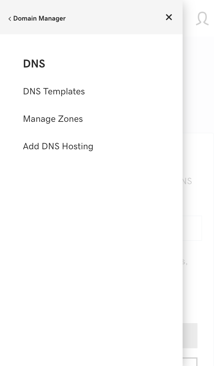 example domain name manager interface