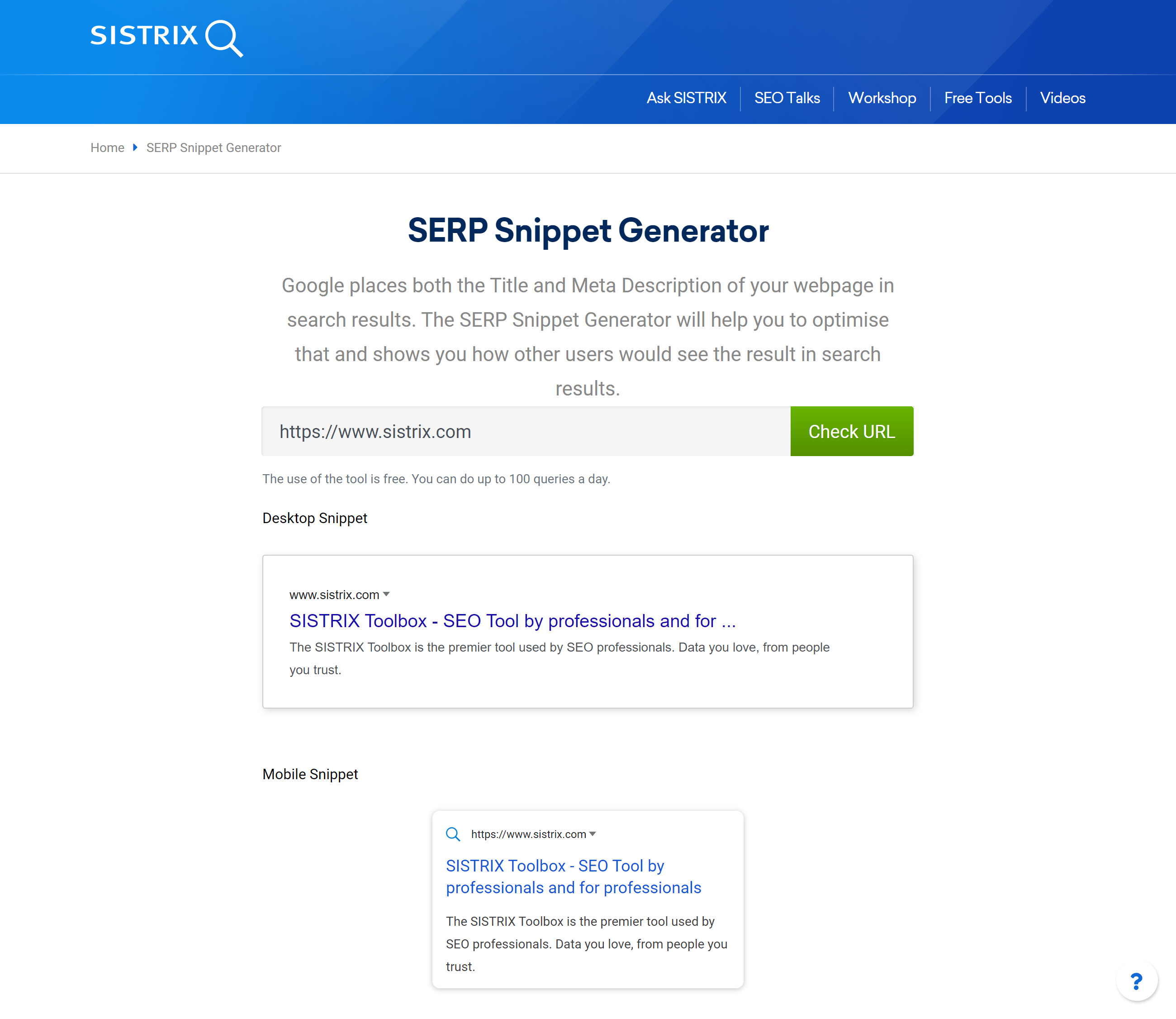 SERP Snippet Generator page image