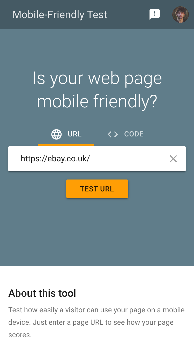 Mobile friendly test tool (image)