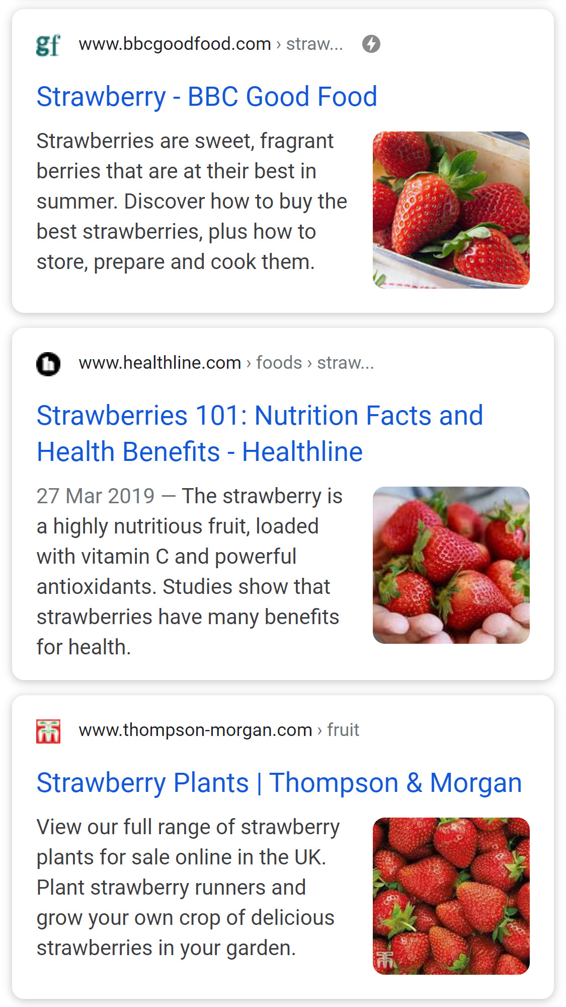 Example search result showing the titles.