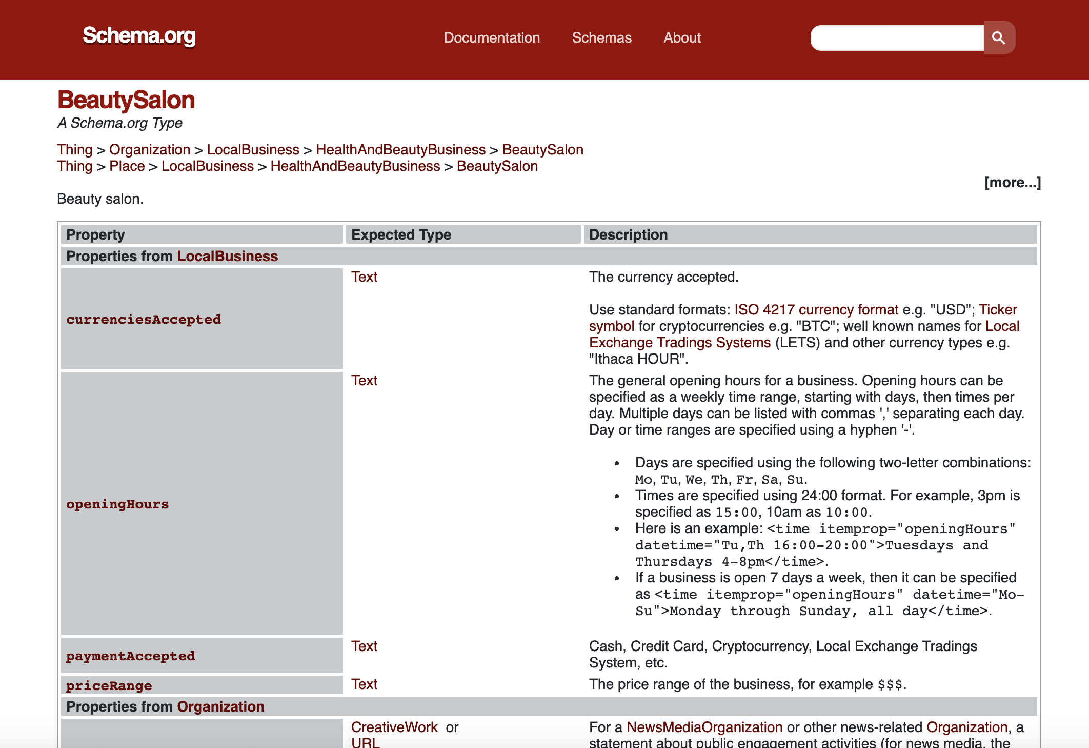 Schema.org example configuration