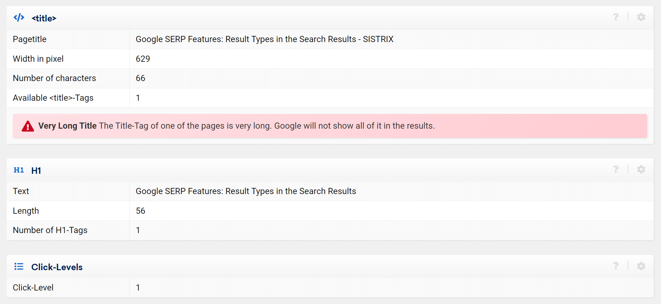 The important information here will focus on the page title, the headlines and the Meta data