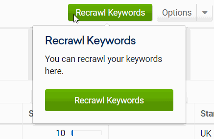 Click to instantly recrawl your optimiser keywords. 