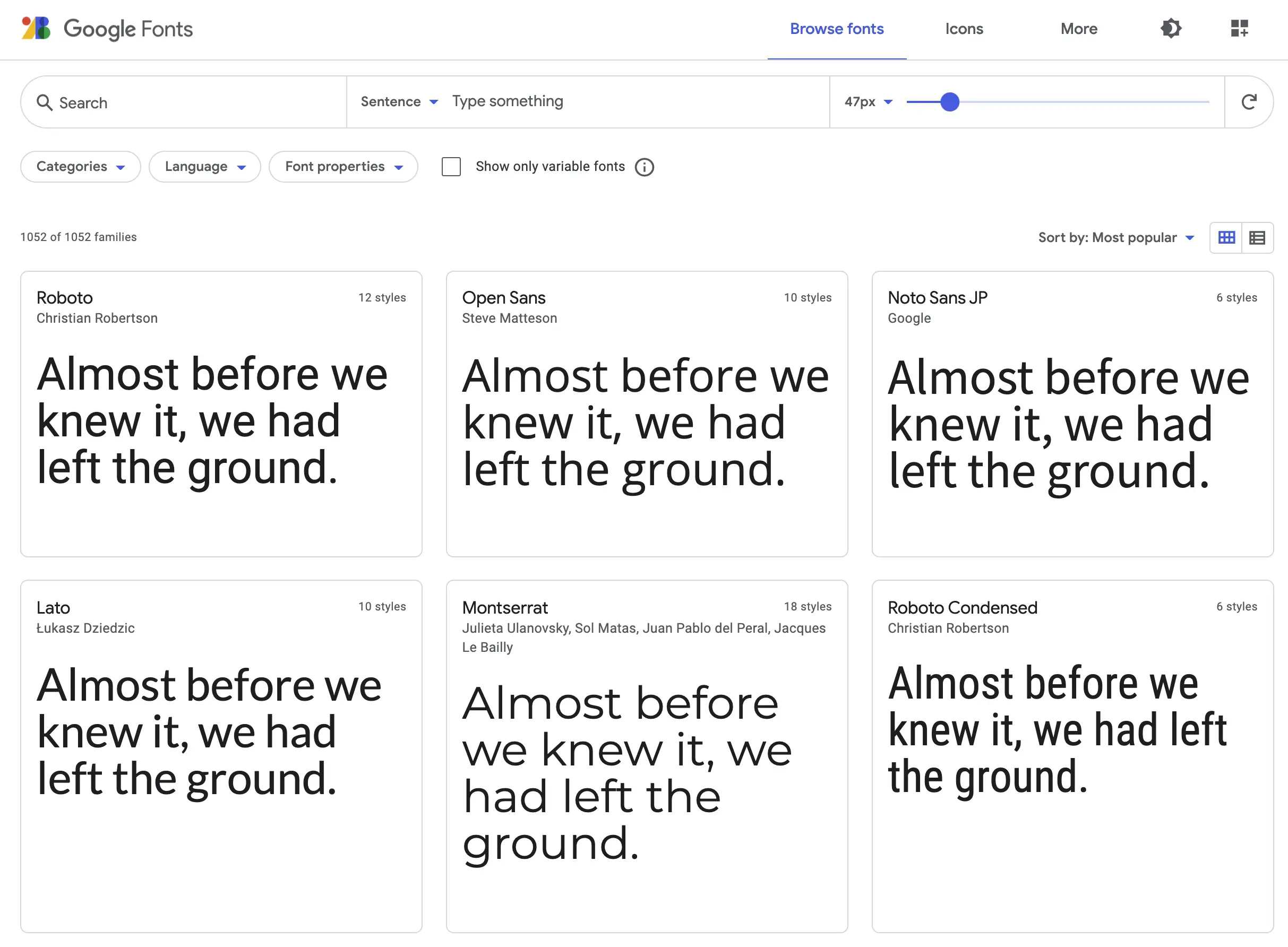 Google fonts examples