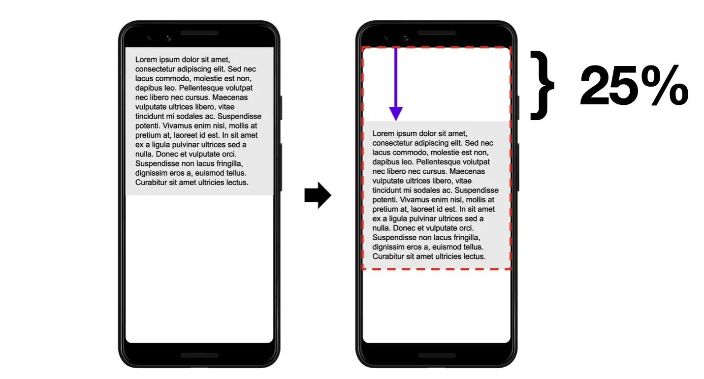 Example content shift on mobile screen