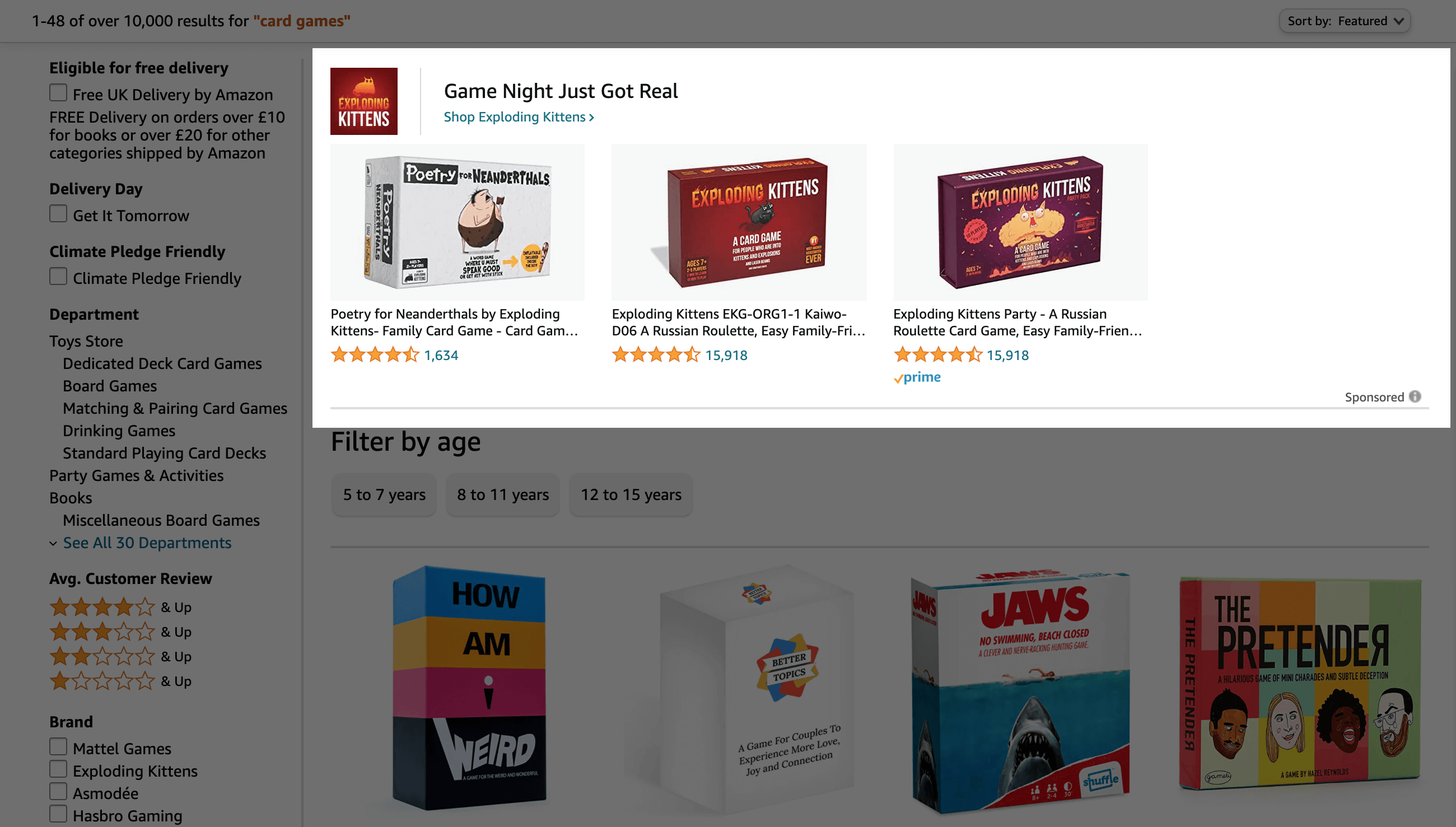 example sponsored brand ads on Amazon