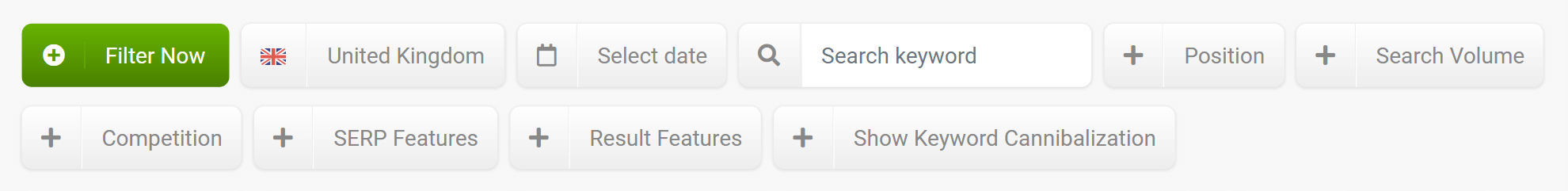 Filters for the keyword table in the SISTRIX Toolbox