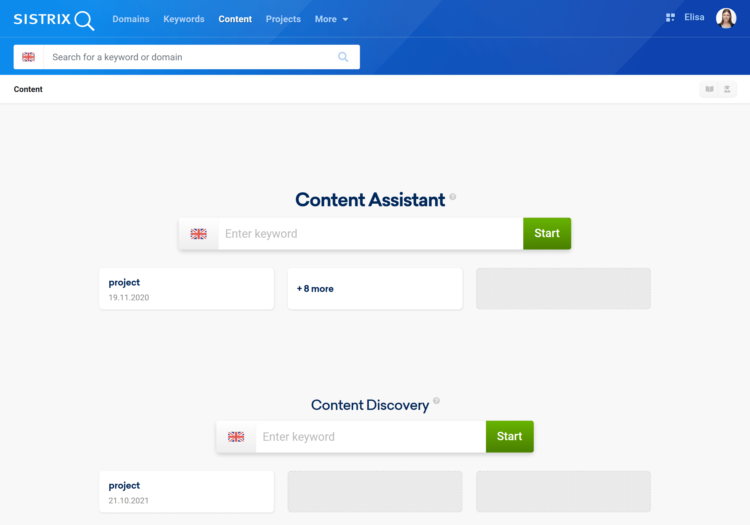 The tools of the section called "Content" in SISTRIX