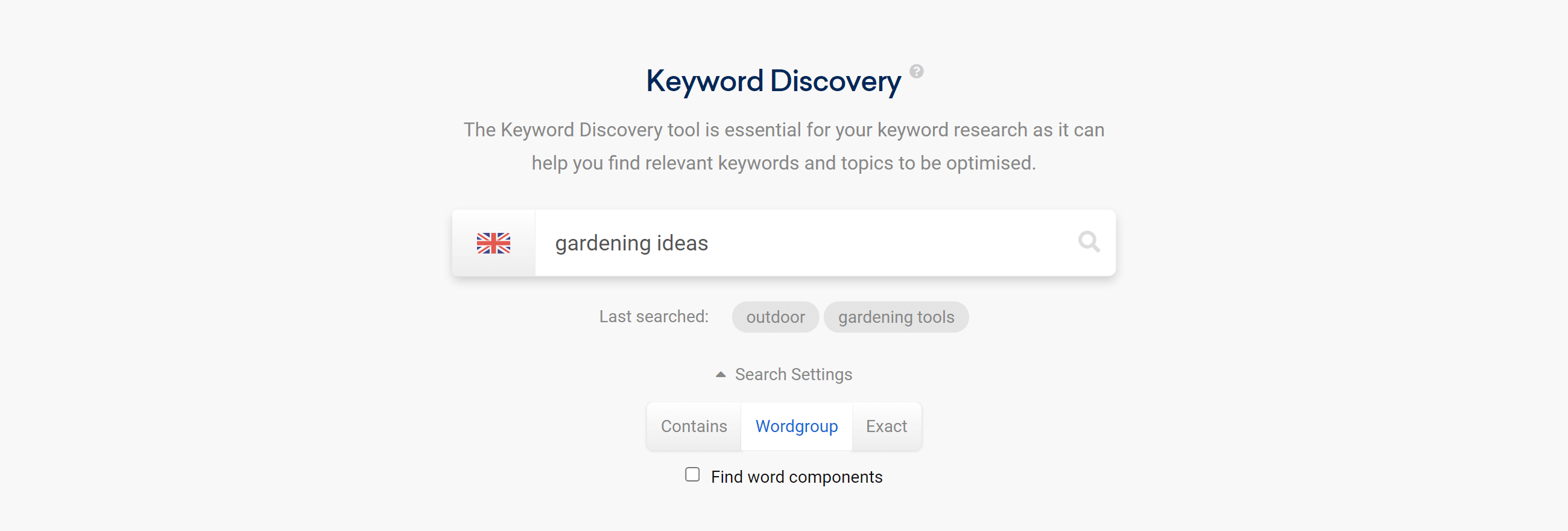 The Keyword Discovery tool