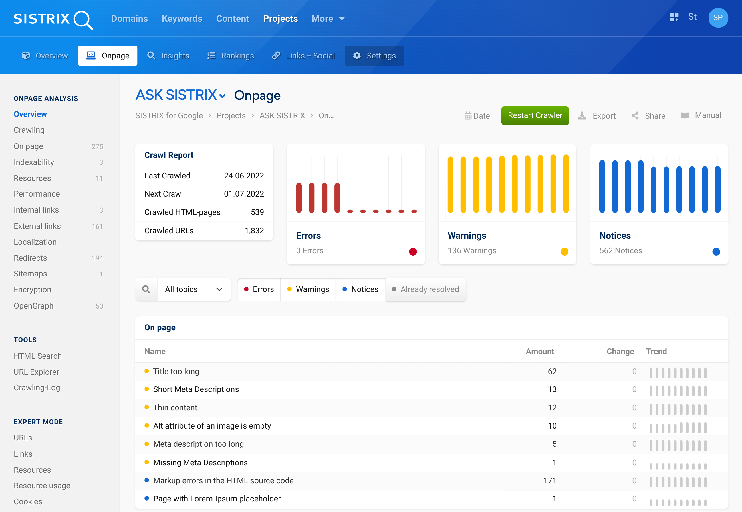 SISTRIX Optimizer overview