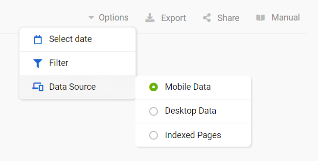 Options for the keyword table in the SISTRIX Toolbox