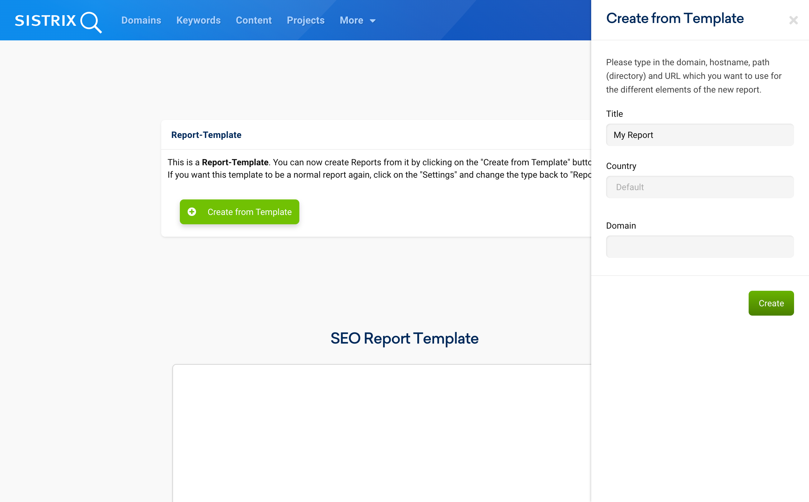 Create a report from a template