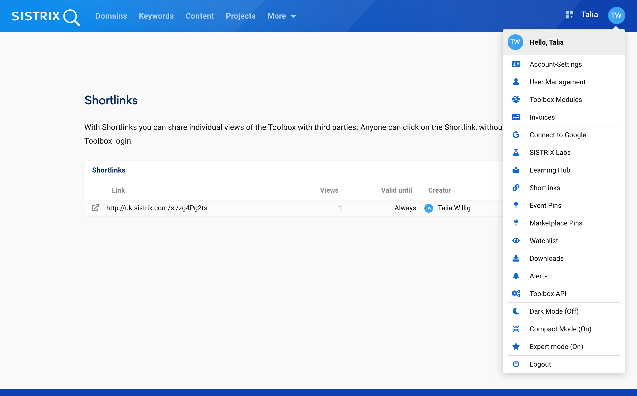 The shortlink overview