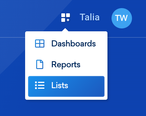 The icon with the three tiles and + in the top navigation of the SISTRIX Toolbox takes you to the lists.