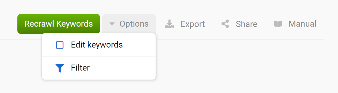 Options of the section Opportunities in the SISTRIX Toolbox