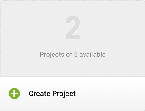 The "Create Project" button. You can also see how many projects are currently available and how many you can have in total.