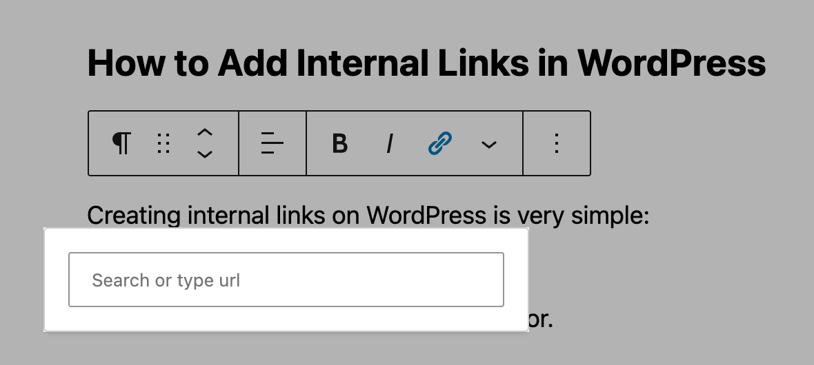 Input field for adding a URL in WordPress.