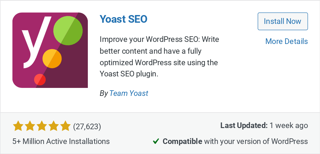 Yoast SEO plugin in the plugin list in WordPress.