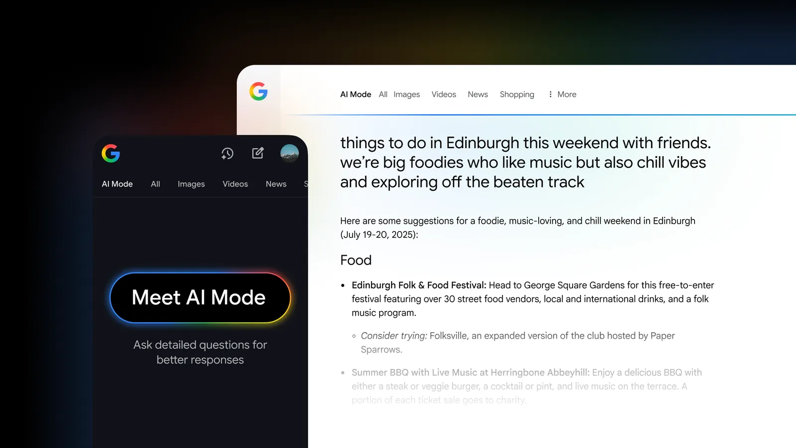 AI Mode banner for the UK