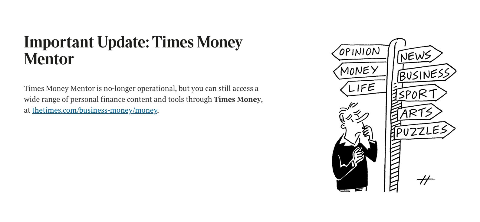 Money Matters landing page announcement