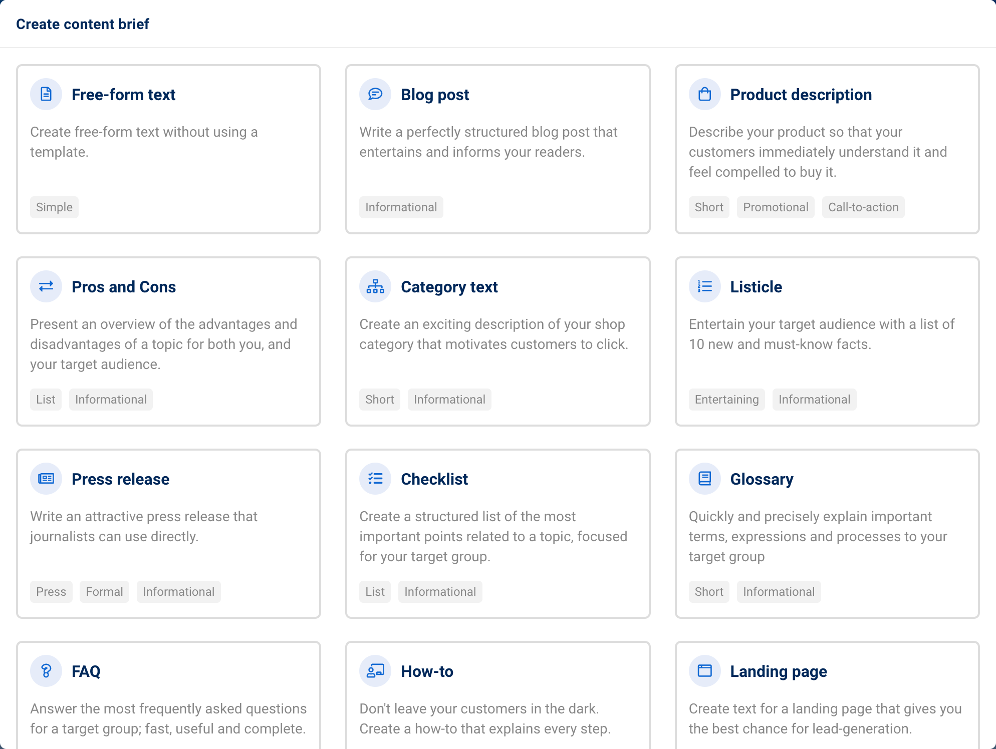 Image with examples of formats the assistant AI can produce.