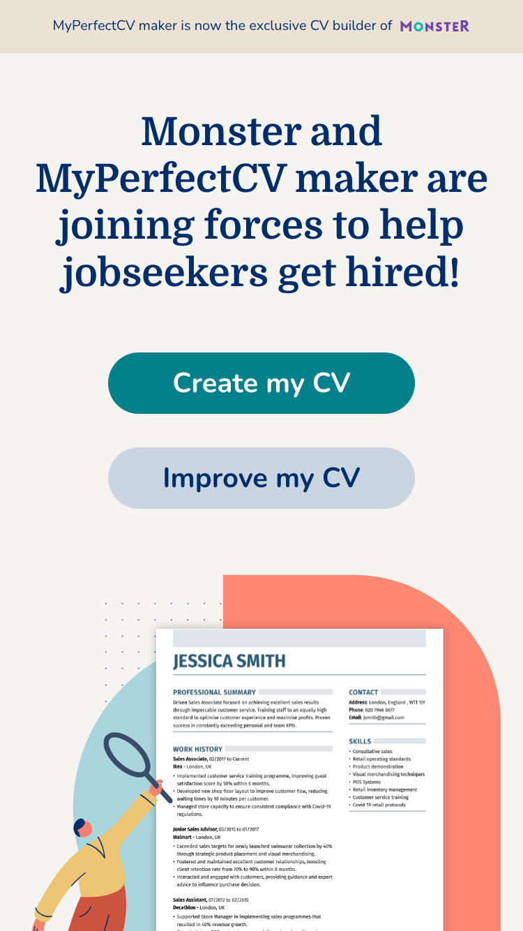 Landing page of monster.co.uk.