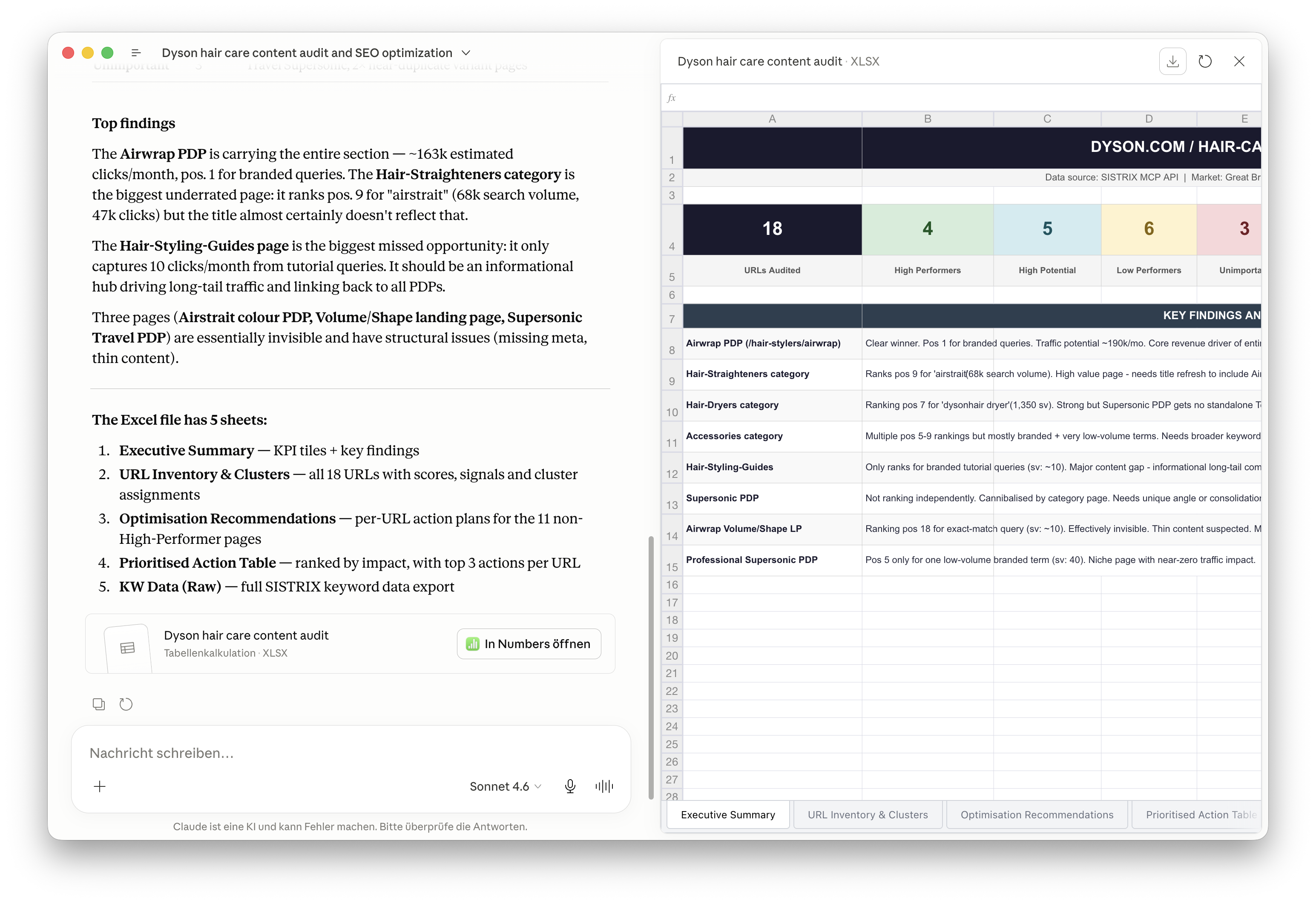 Example audit using the domain "dyson.com" to showcase this functions abilities.