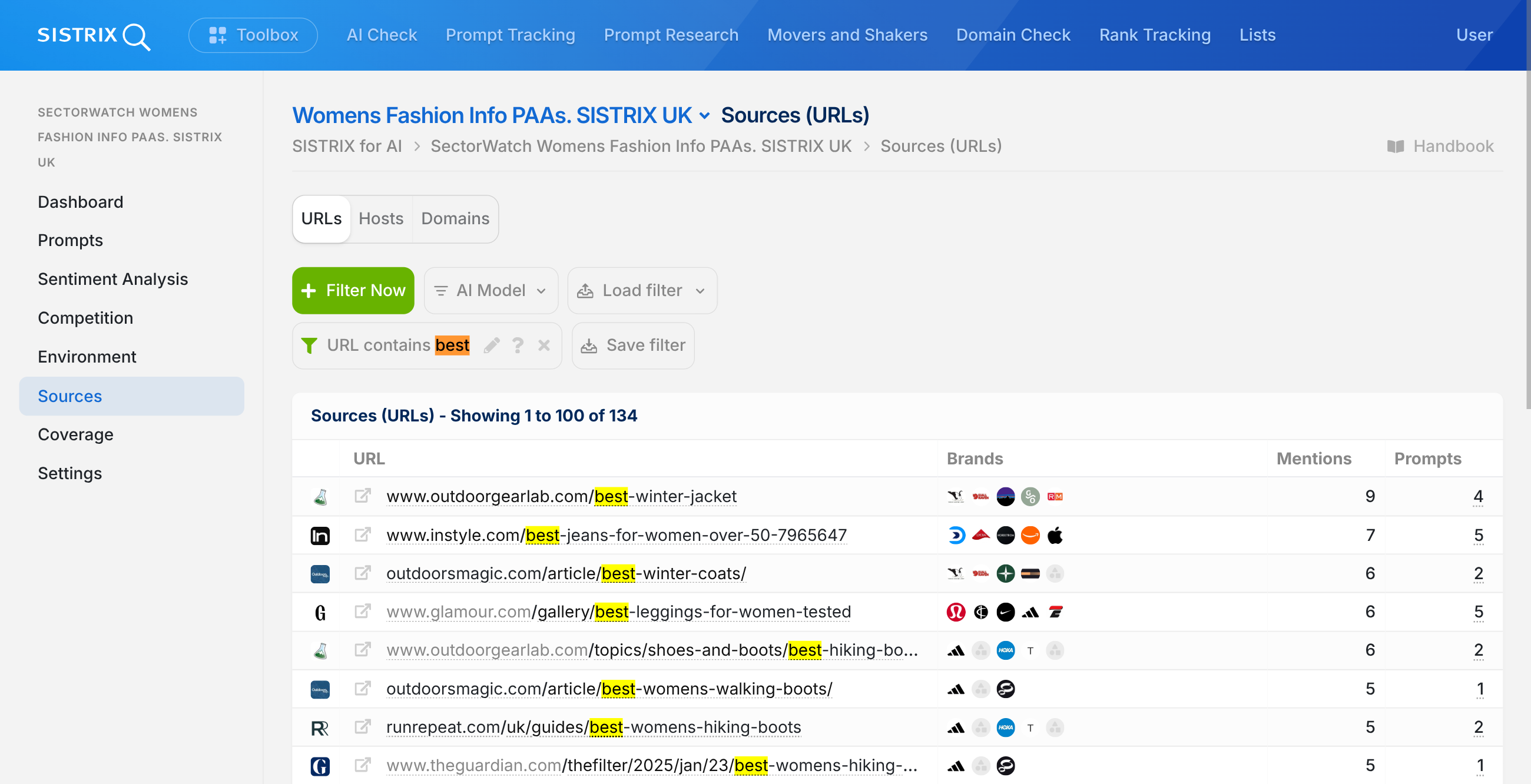 Citation filtering in SISTRIX for chatbots.